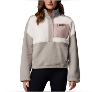 Columbia Women's Two-Tone Fleece Jacket - cream  and Gray Large